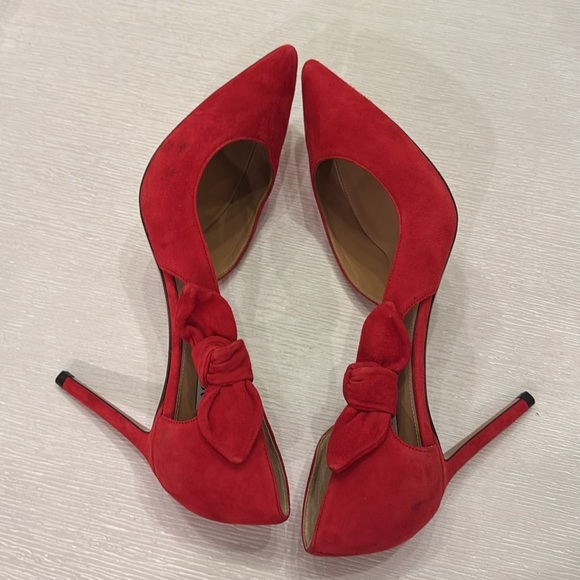NWT AQUAZZURA Red Bow Tie Pointed toe Pumps size EU 39.5 - Picture 11 of 14